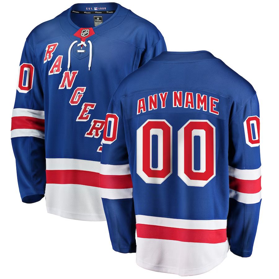 Men New York Rangers Fanatics Branded Blue Home Breakaway Custom NHL Jersey->women nhl jersey->Women Jersey